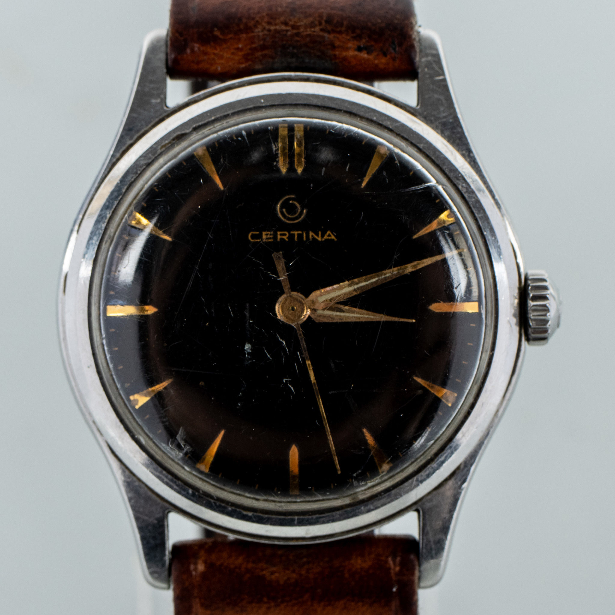 Montre Vintage Certina Des Années 60 - Mécanique Manuelle, Cadran Rond, Bracelet Cuir - Révisée
